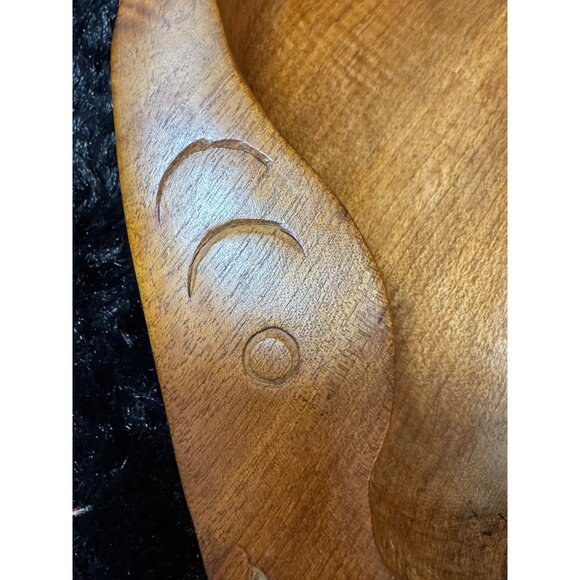 MCM Teak Carved Wooden Fish-Shaped Bowl Handcrafted - Picture 3 of 9